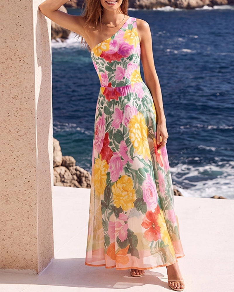 Adjustable Strap Abstract Floral Swimsuit Set