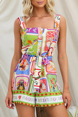 Out For Fun Button Printed Romper