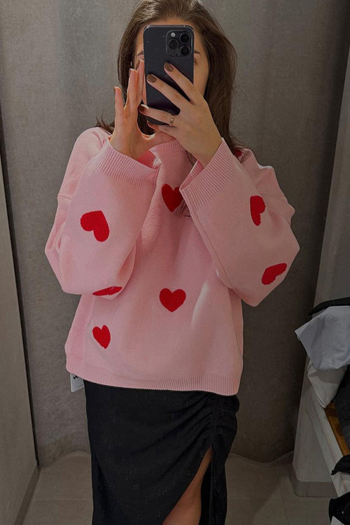 Warmly Adorable Heart Oversized Knit Top - 7 Colors
