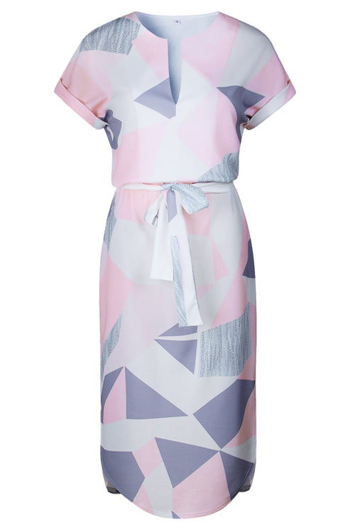 Geometric Tie-waist Midi Dress