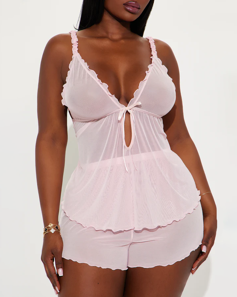 Sheer Mesh Loungewear Pajama Set