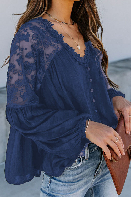 Daydream Lace Embroidery Button Up Top - 2 Colors