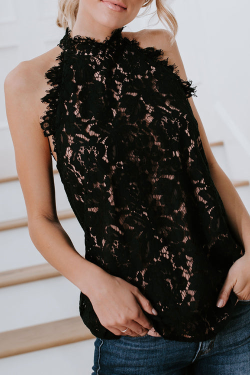 Beautiful in Lace Halter Neck Top - 4 Colors
