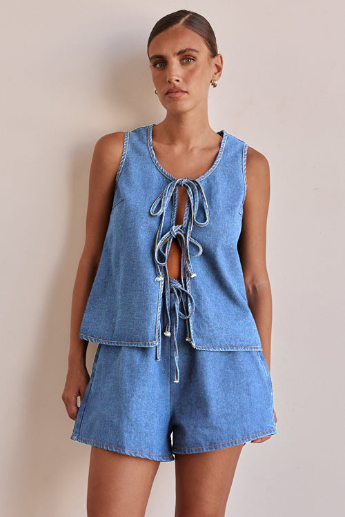 Unexpected Time Denim Two-Piece Suit - 2 Colors