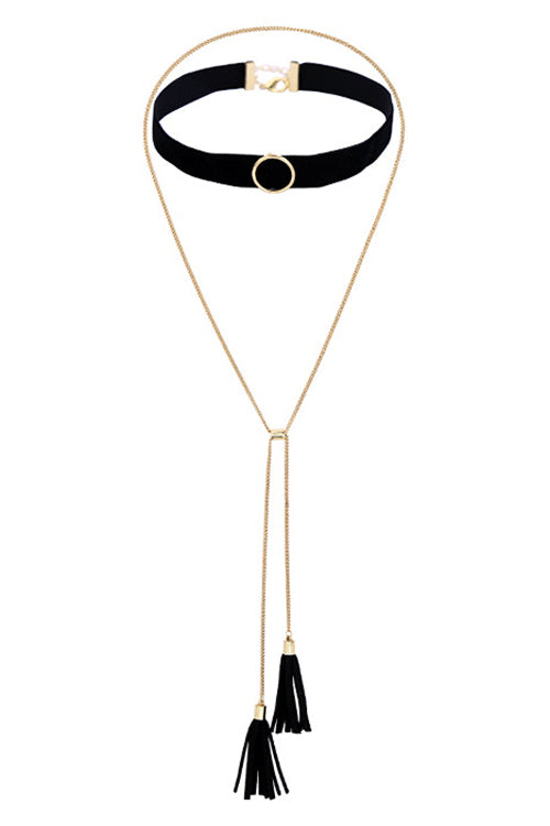 Layered Tassel Choker Necklace