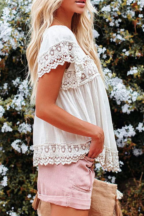 For The Weekend Lace Short Sleeve Top - 5 Colors