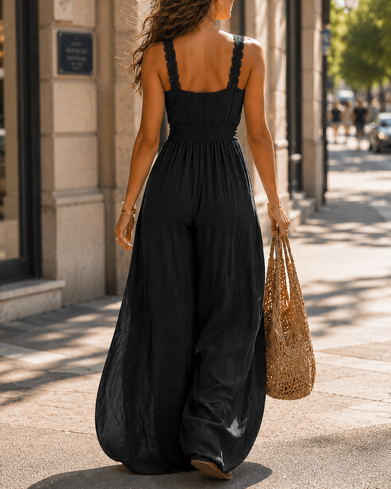Vacation Style Solid Color Cami Jumpsuit