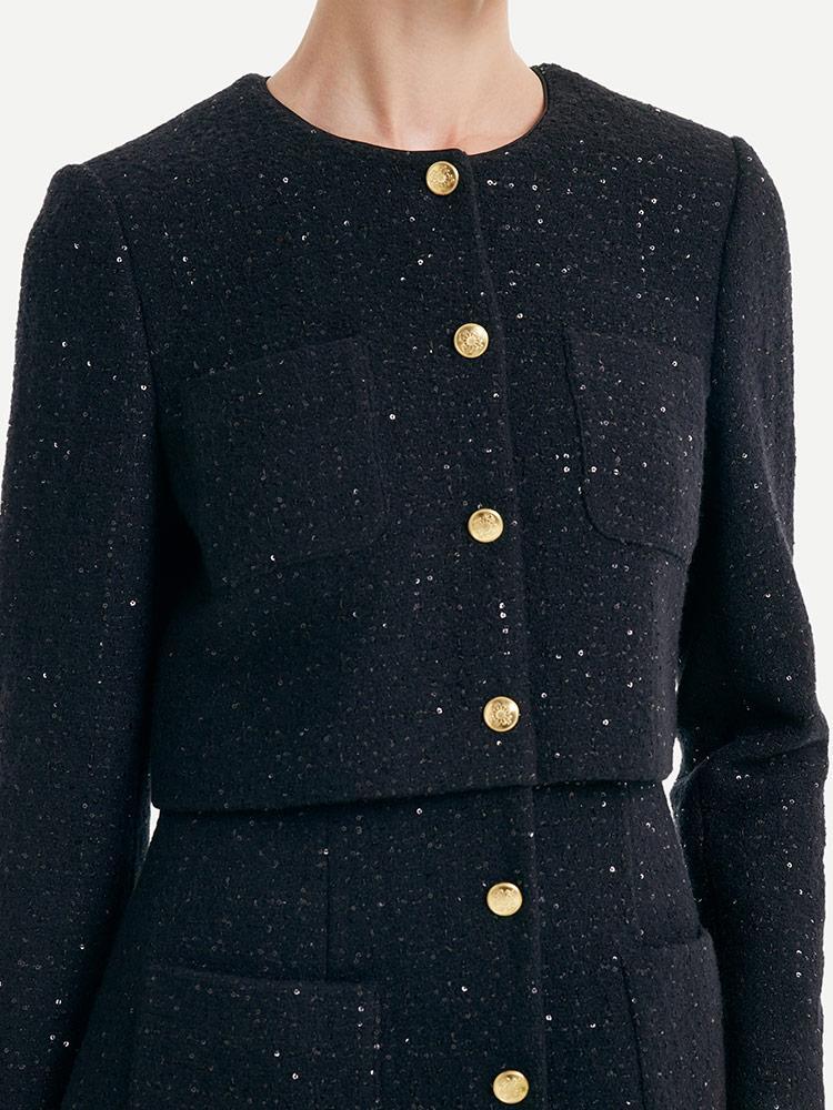 Tweed Fake Two-piece Woolen Dress