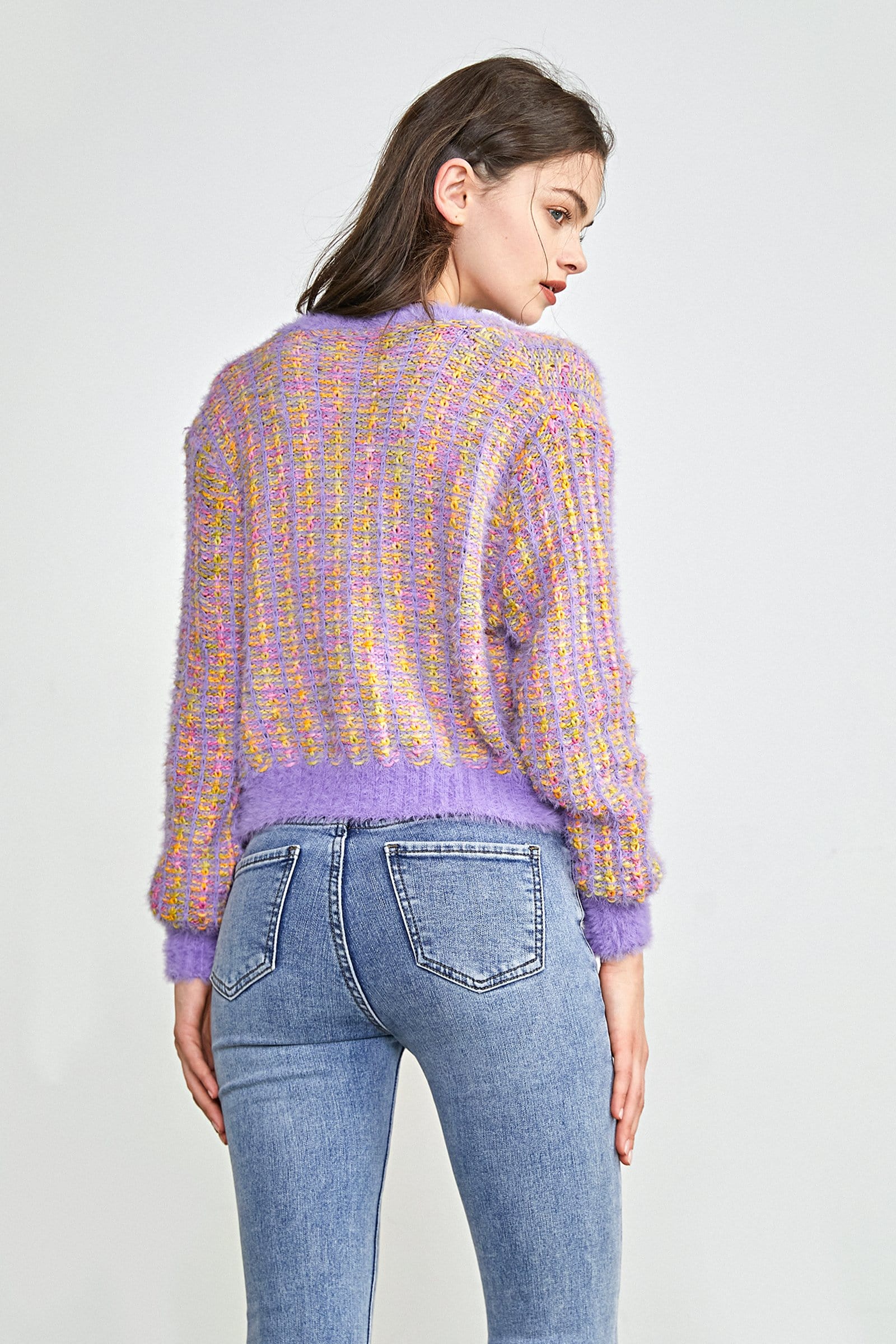 Oktober Medium Purple Button-Up Cardigan