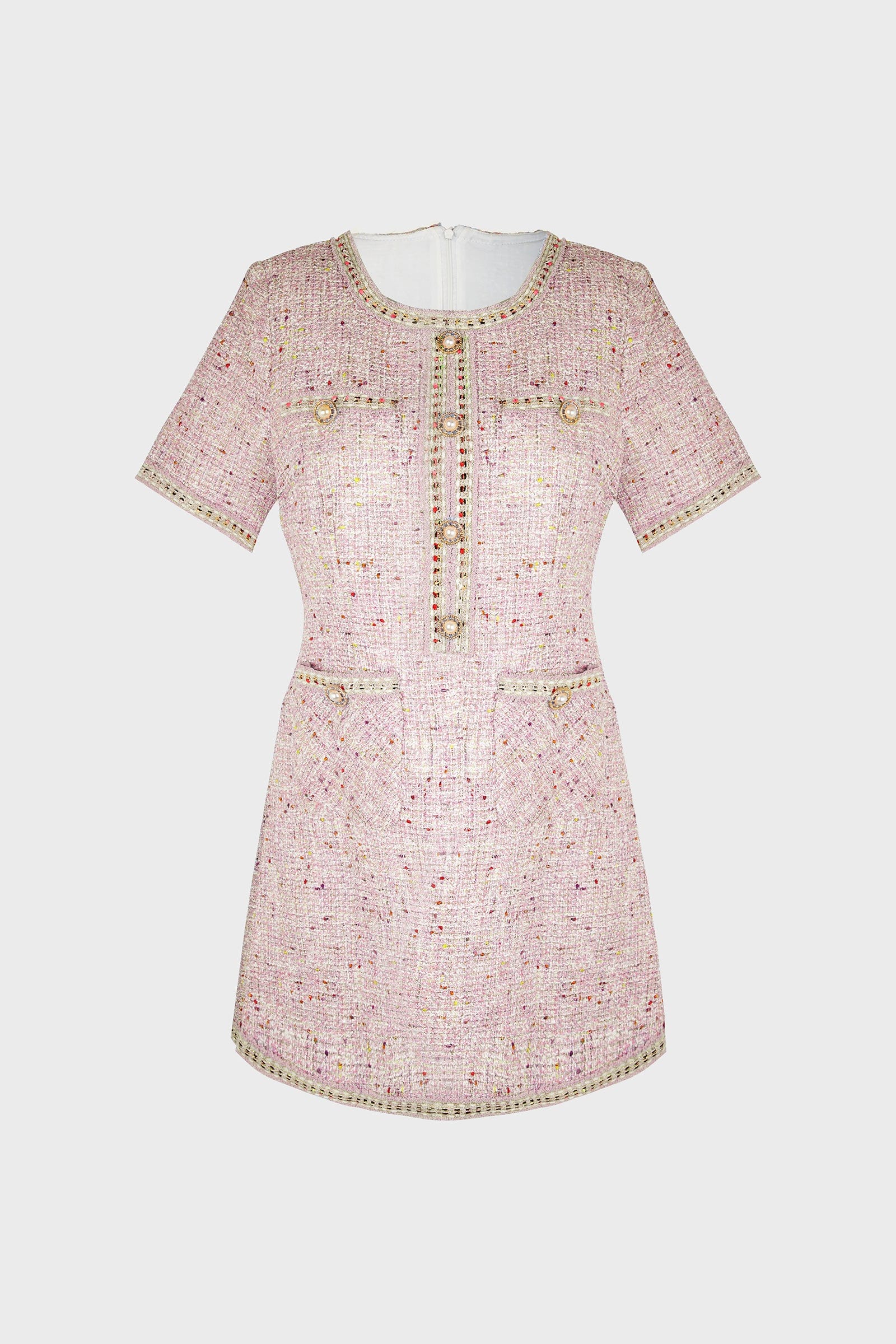 Librada Pink Button Short Sleeve Mini Dress