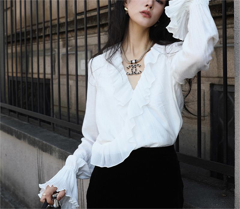 White Hadleigh Ruffle Blouse