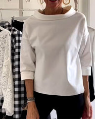 Casual Wide Lapel Turtleneck Top