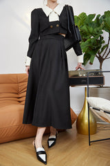 Black Frenchy Double-Breasted Cropped Blazer