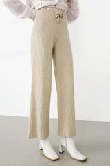 Lowman Beige High Waist Knit Pants