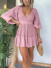 Lace Crochet Dress Built-in Shorts