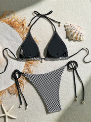 6 Colors Mesh Fishnet Halter Bikini Two-pieces Bikini Set