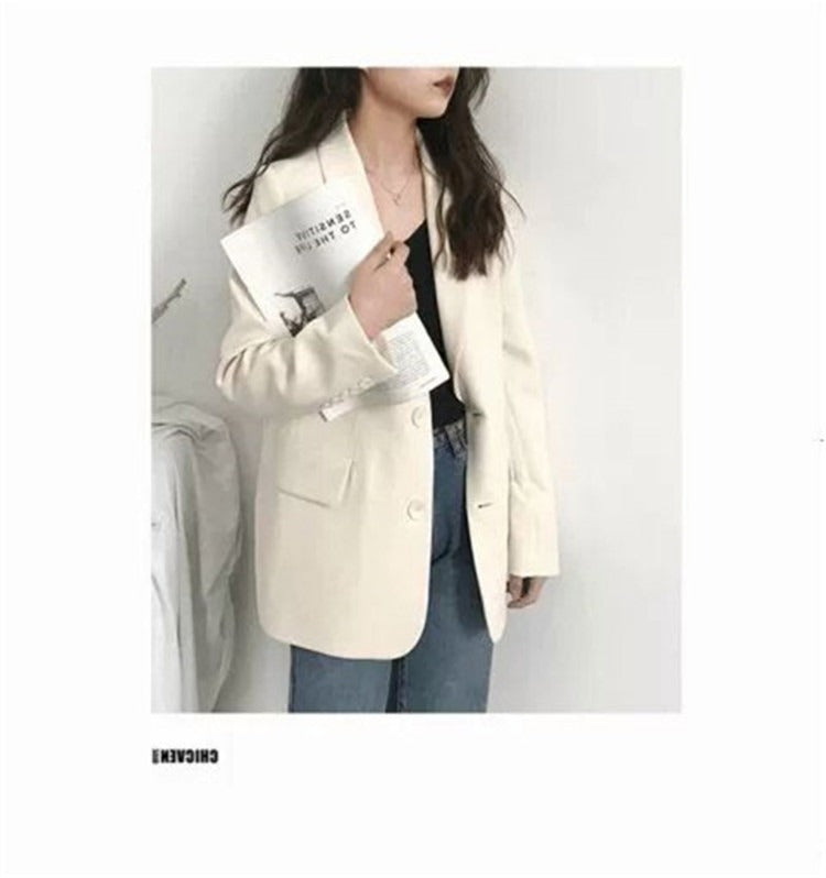 Milky White Korean Version of Casual Versatile High-end Thin Suit