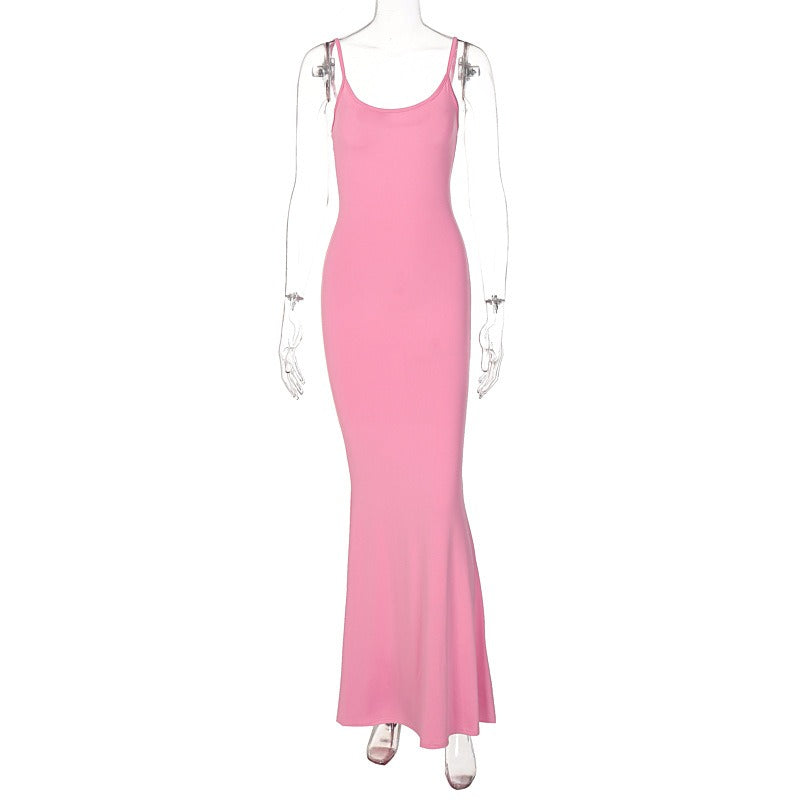 Casual Sleeveless High Waisted Slim Fit Camisole Long Dress