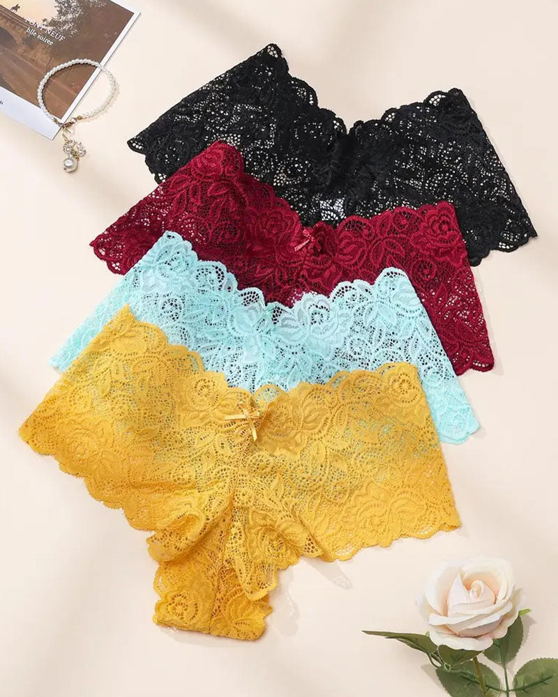 European And American Style Lace Women's Low-Lise Seamless Cut-Out Briefs