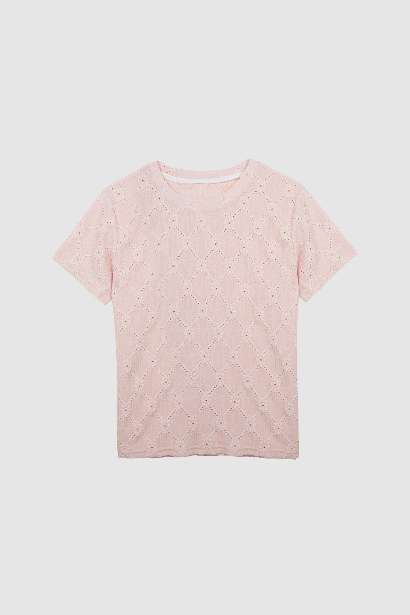 Light Pink Jacquard Short Sleeve T-shirt