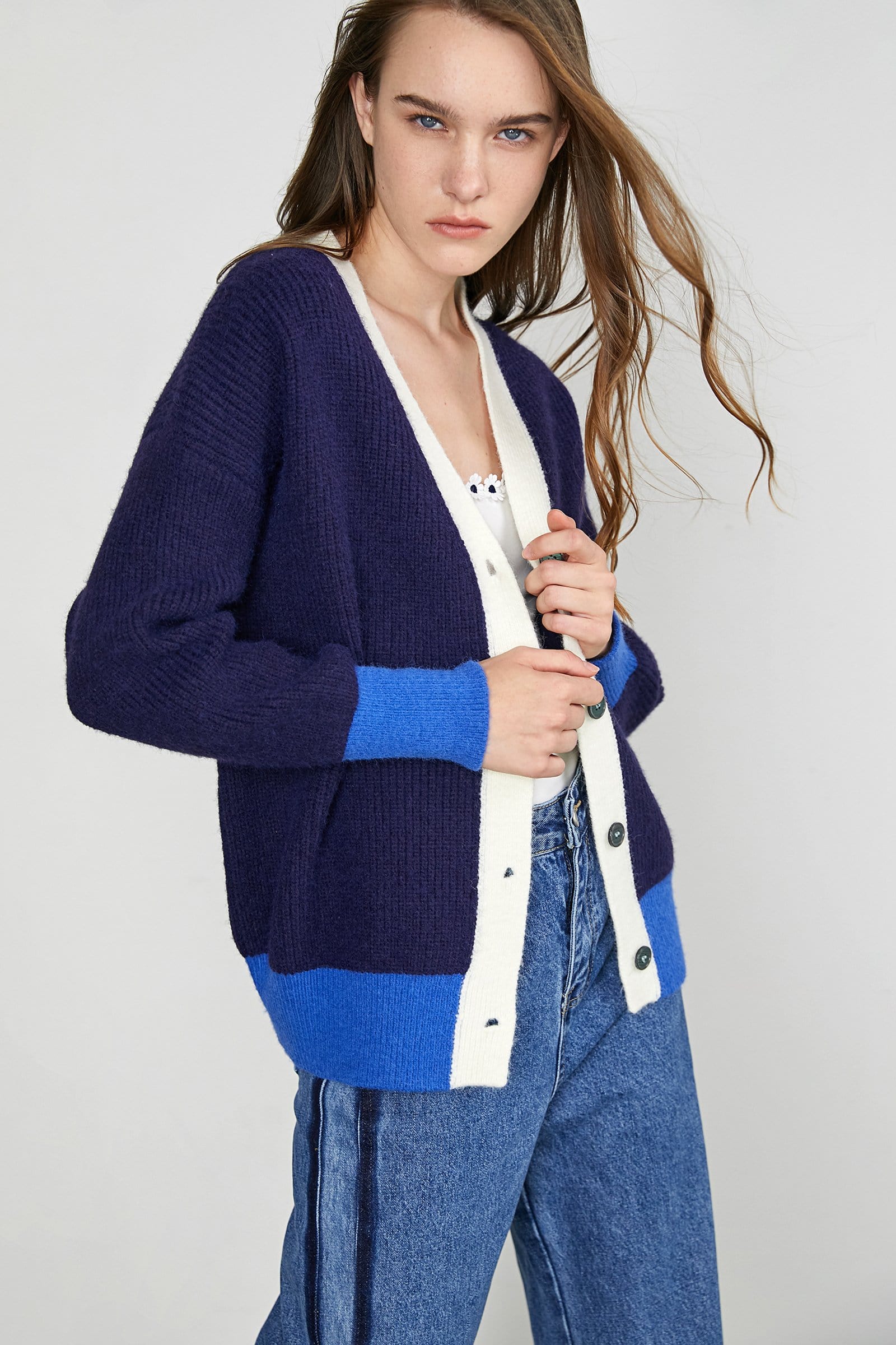Daliyah Midnight Blue Contrast Cardigan