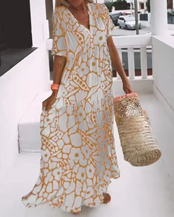 Casual Floral Swing Dress Summer Dress