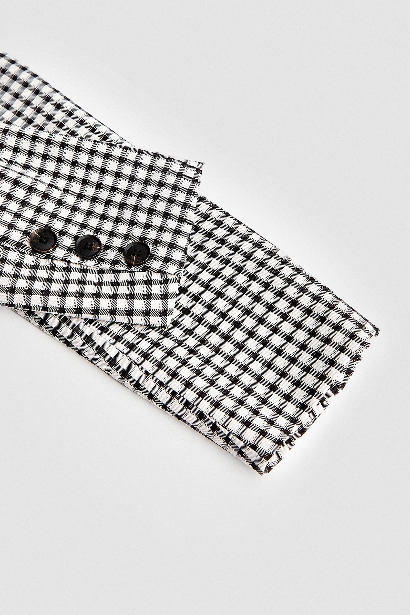 Grey Checked Single-Breasted Blazer