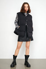 Nomi Black Stand Collar Puffer Vest