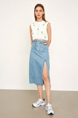 Samaria Light Sky Blue Asymmetrical Skirt