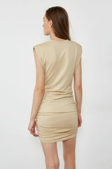 Mykah Beige Sleeveless Mini Dress