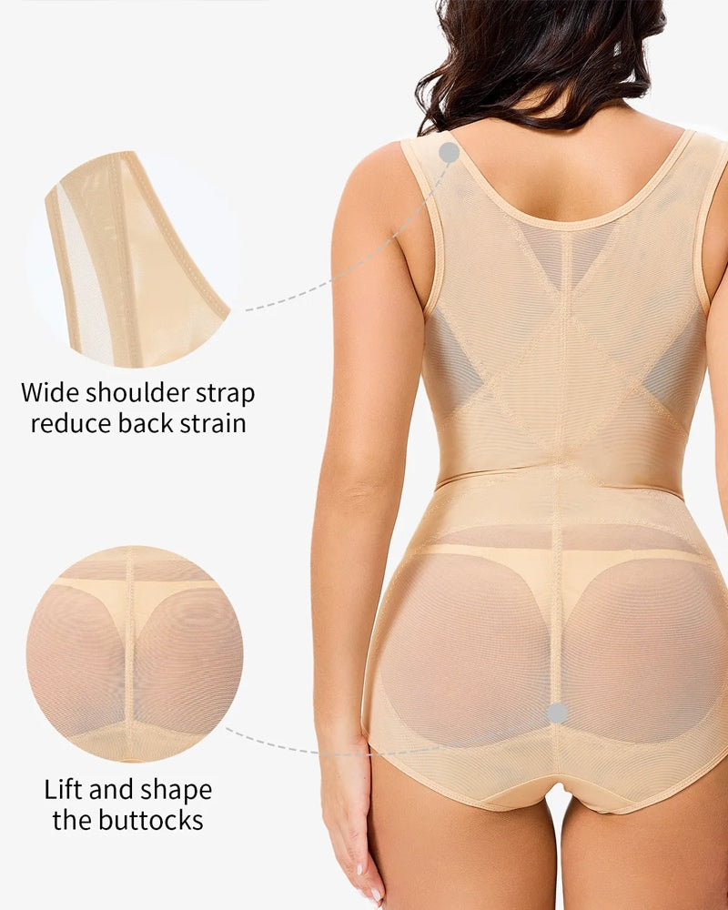 See-Through Mesh Tummy-Controlling Bodysuit