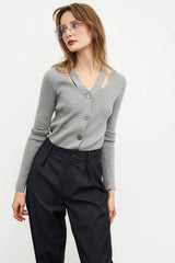 Grey Button-Up Cardigan