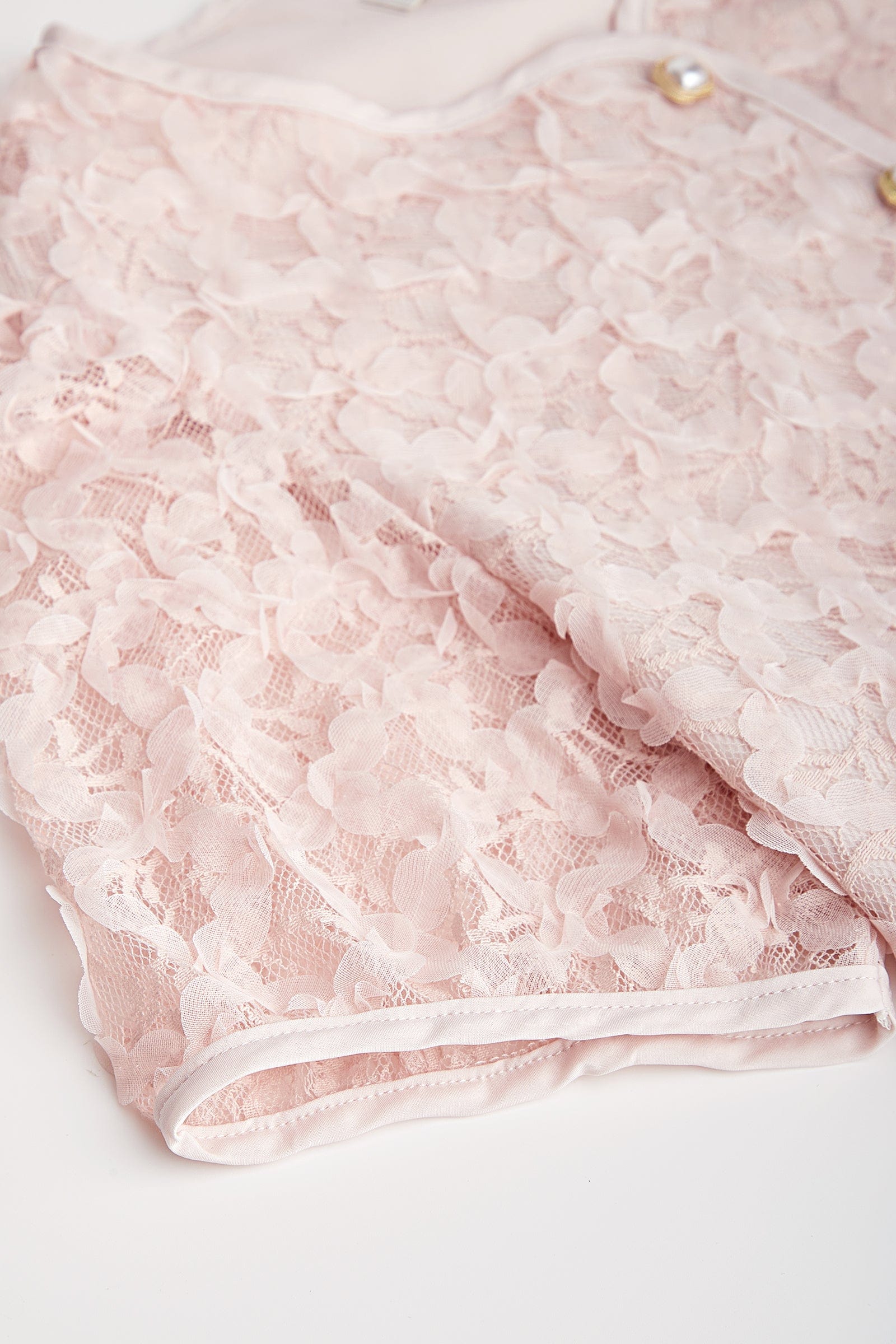 Pink Textured Floral Button Front Blouse