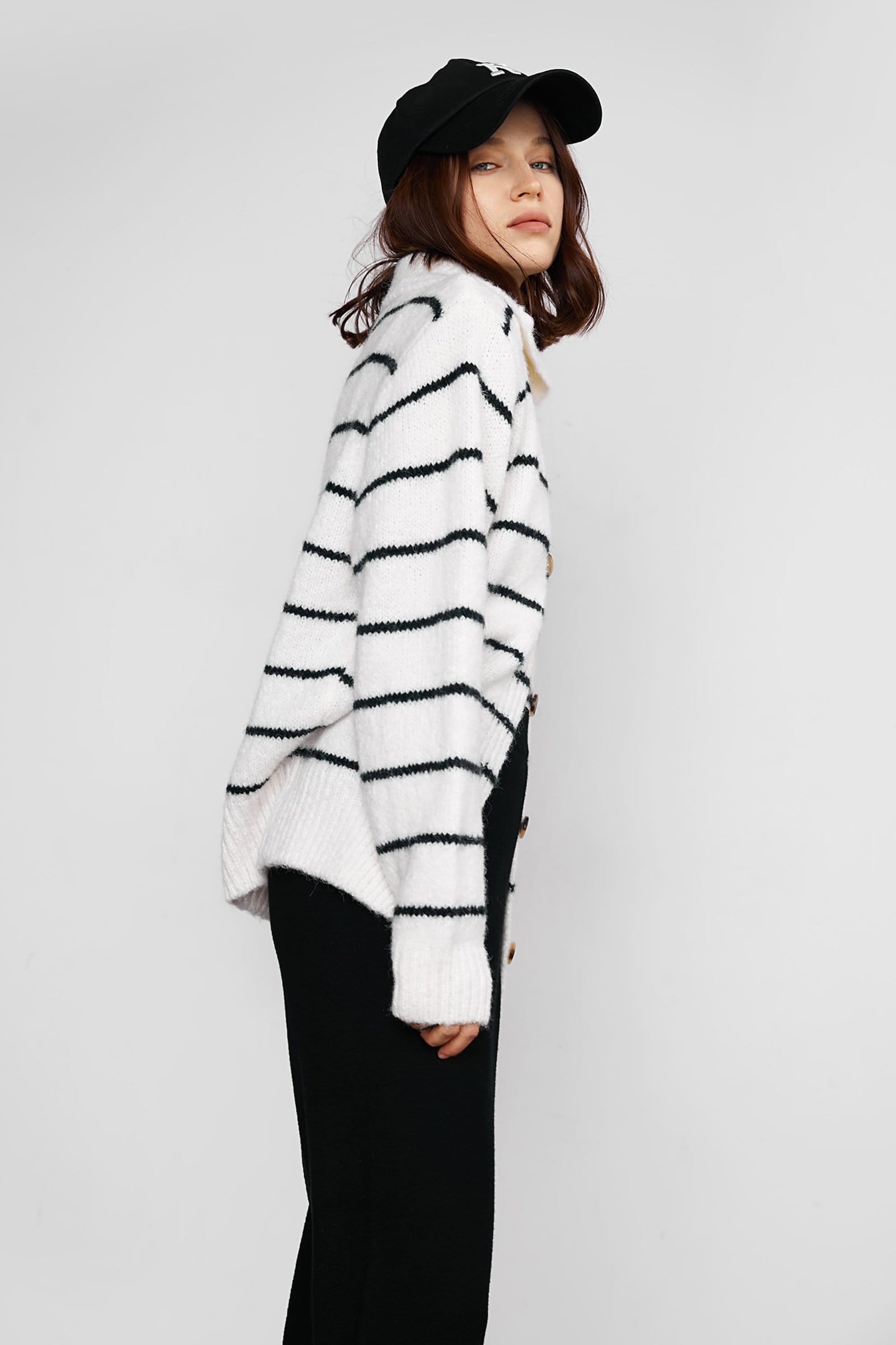 Darell White Pinstrip Cardigan