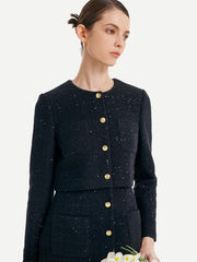 Tweed Fake Two-piece Woolen Dress