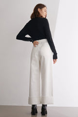 Manolo Black Premium Wool Contrast Trim Sweater