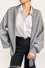 Light Grey Open Front Relaxed Fit Cardigan