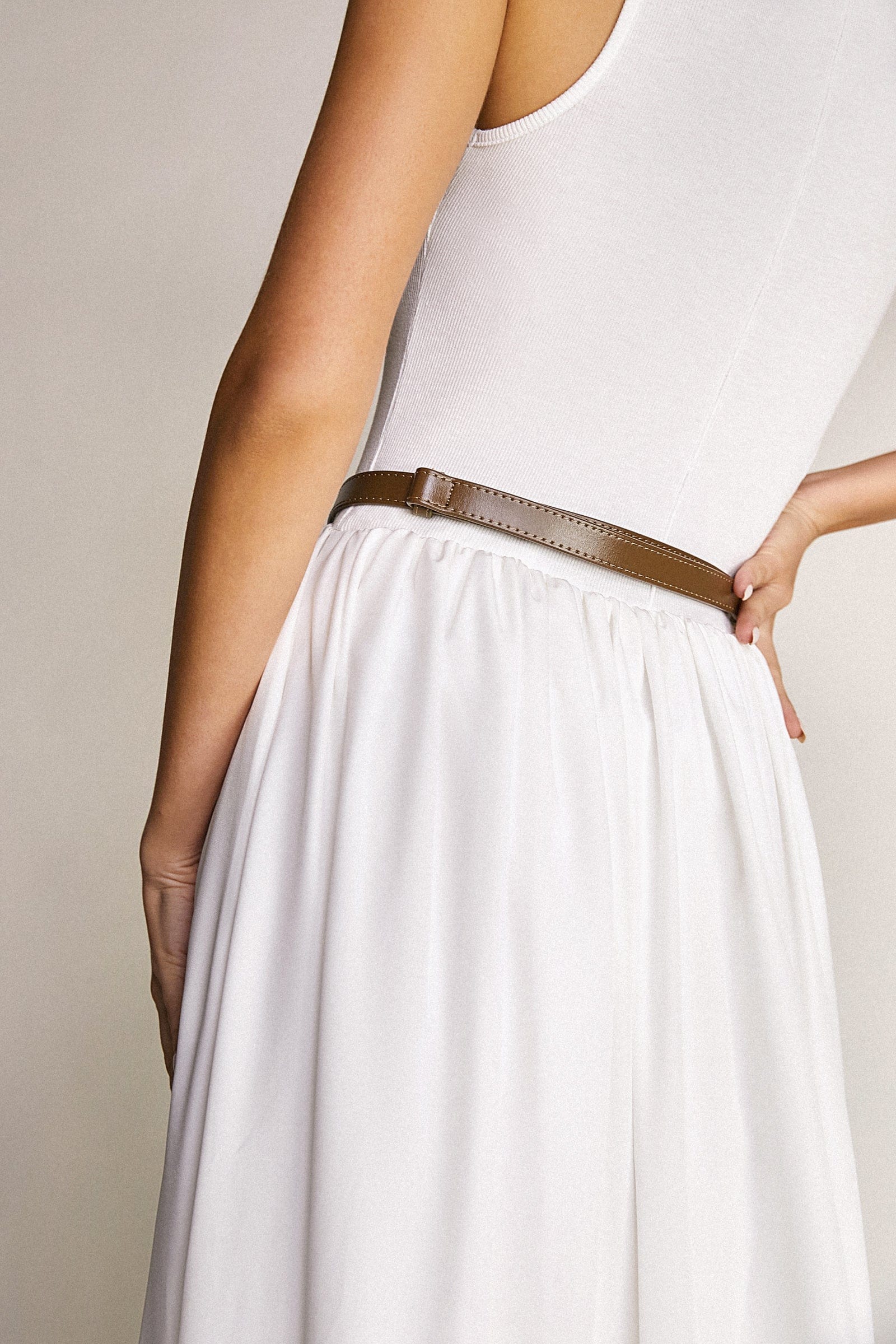 White Knit Tank Bodice Maxi Dress