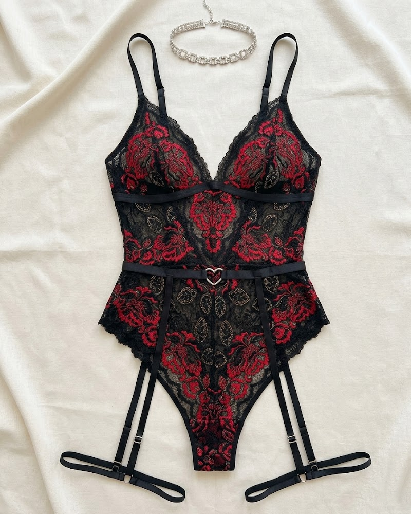 Sheer Lace Embroidered Bodysuit