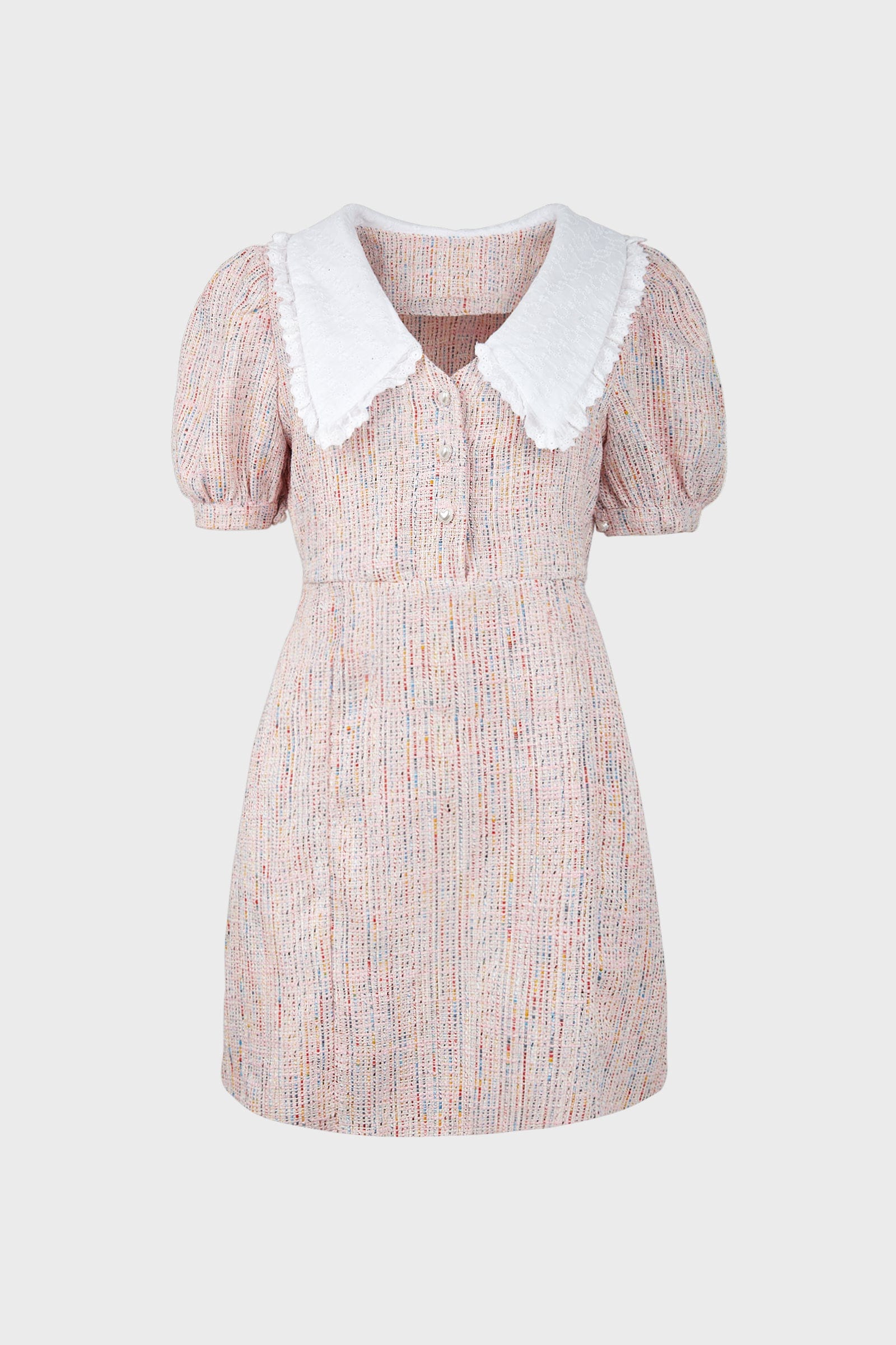 Pink Statement Collar Buttoned Mini Dress