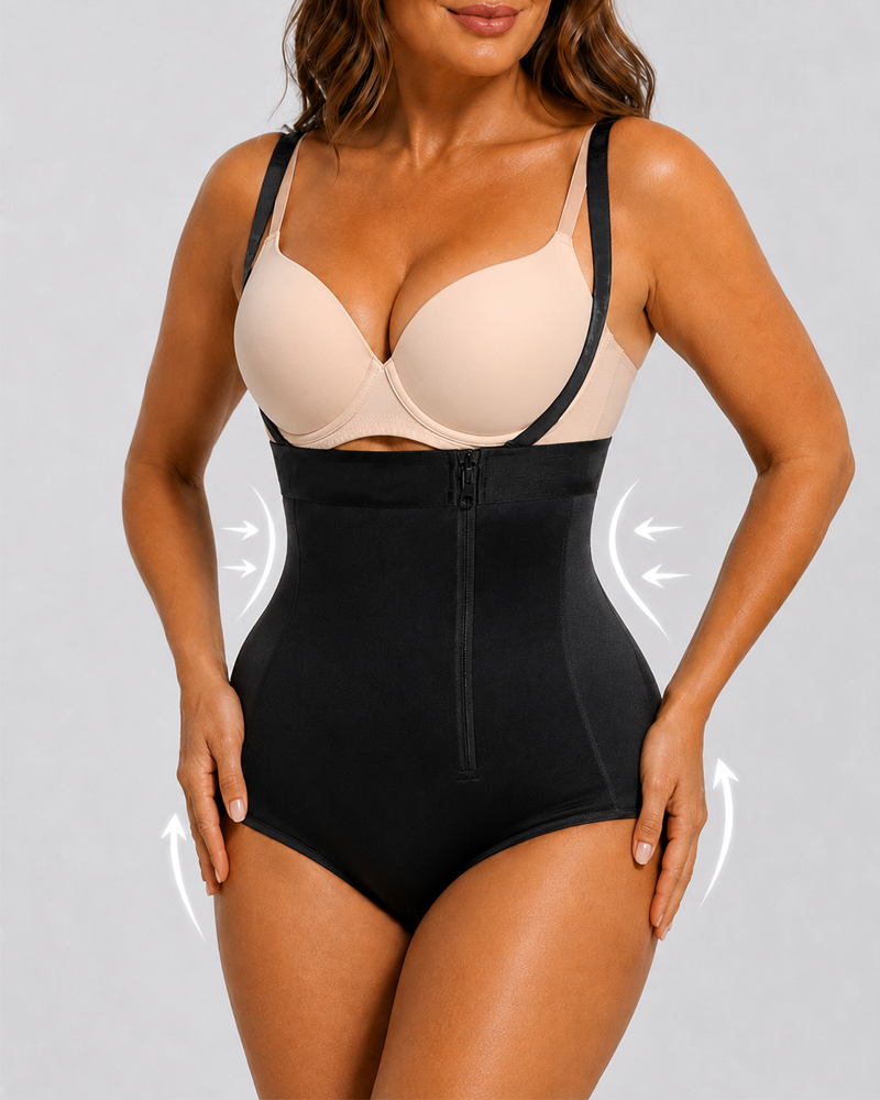 Highly Breathable High-Waisted Side-Zip Shapewear Bodysuits