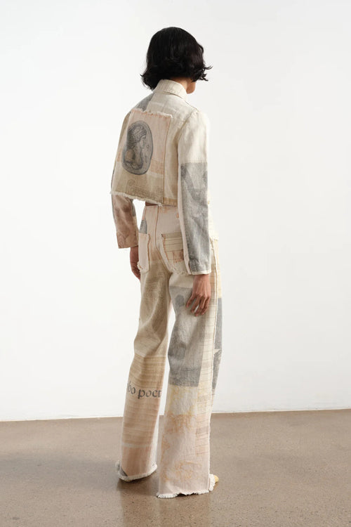 City Straight Light Wash Print Denim Jeans