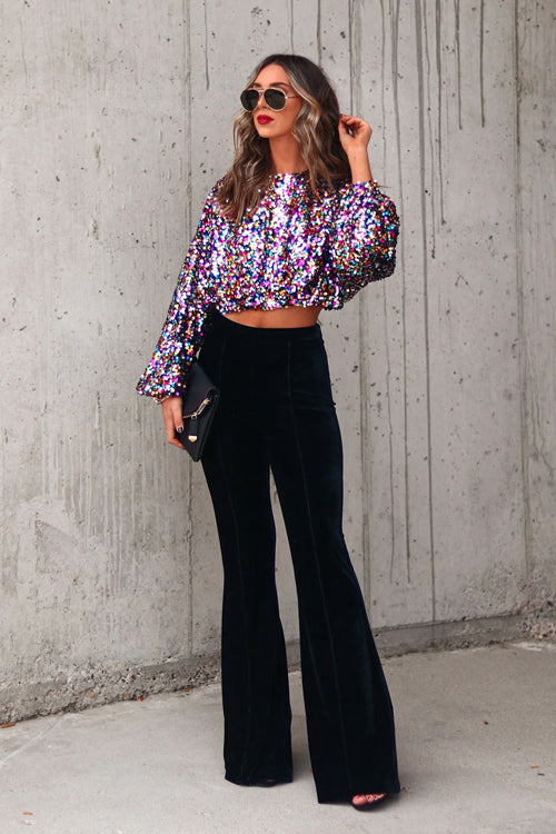 Eye-Catching Sweetie Sequin Cropped Top
