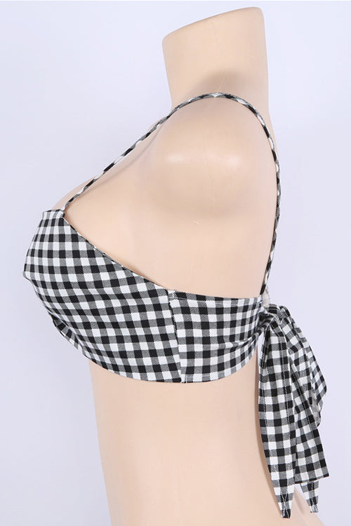 Tartan Spaghetti Tied Bra