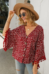 Sunshine Soul Printed Tassel Button-Up Top - 3 Colors