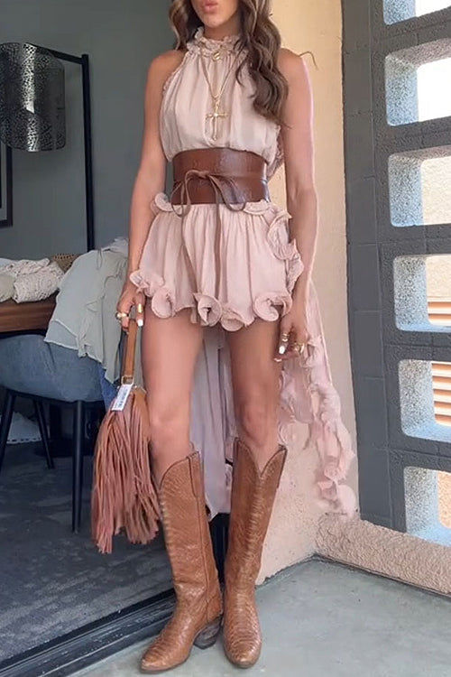 Sweet Potential Ruffled Sleeveless Chiffon Suit - 6 Colors