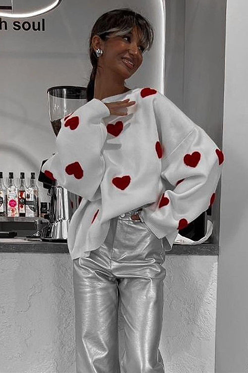 Warmly Adorable Heart Oversized Knit Top - 7 Colors