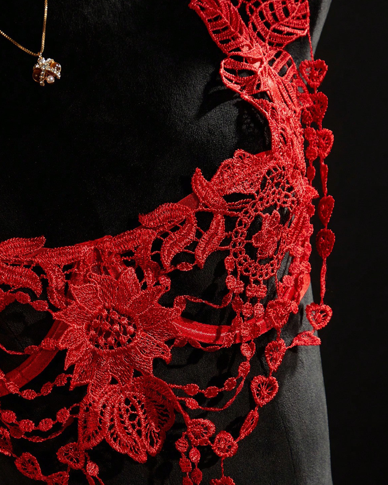 Lace Fringe Cutout Lingerie Set