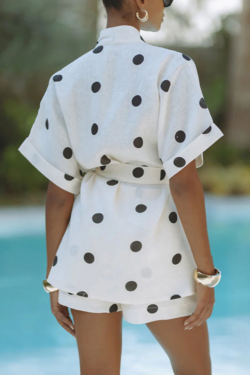Grace and Beauty Polka Dots Short Sleeve Suit