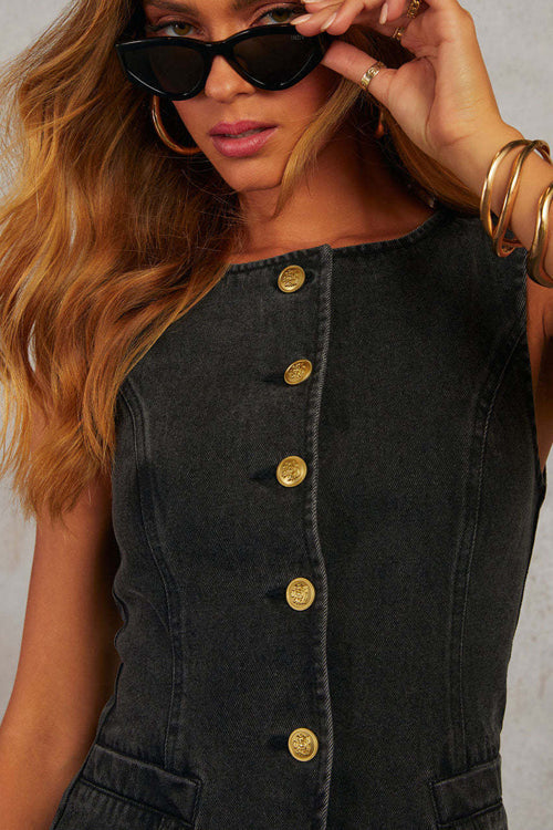 Carefree Style Denim Vest Set- 2 Colors